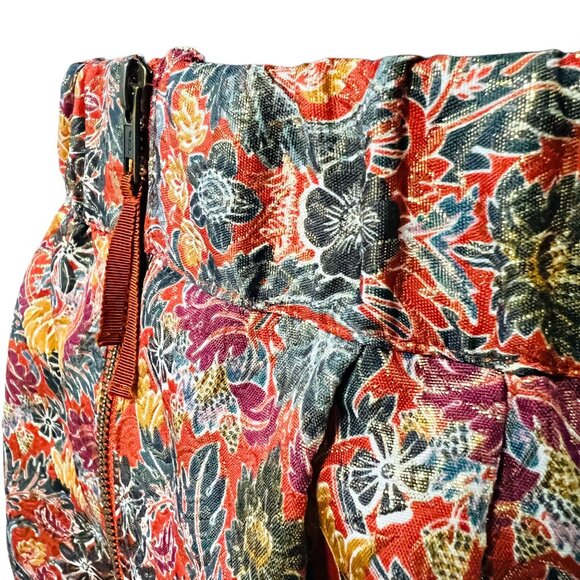 Anthropologie Maeve Pleated A-Line Mini Skirt Floral Rosia Print Pockets Bottom - Picture 7 of 12